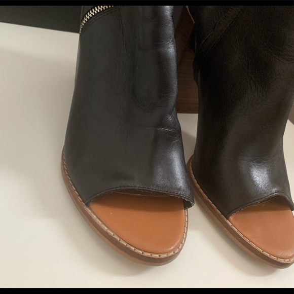 Dolce Vita Black Peep Toe Bootie With Wood Heel - Picture 7 of 15